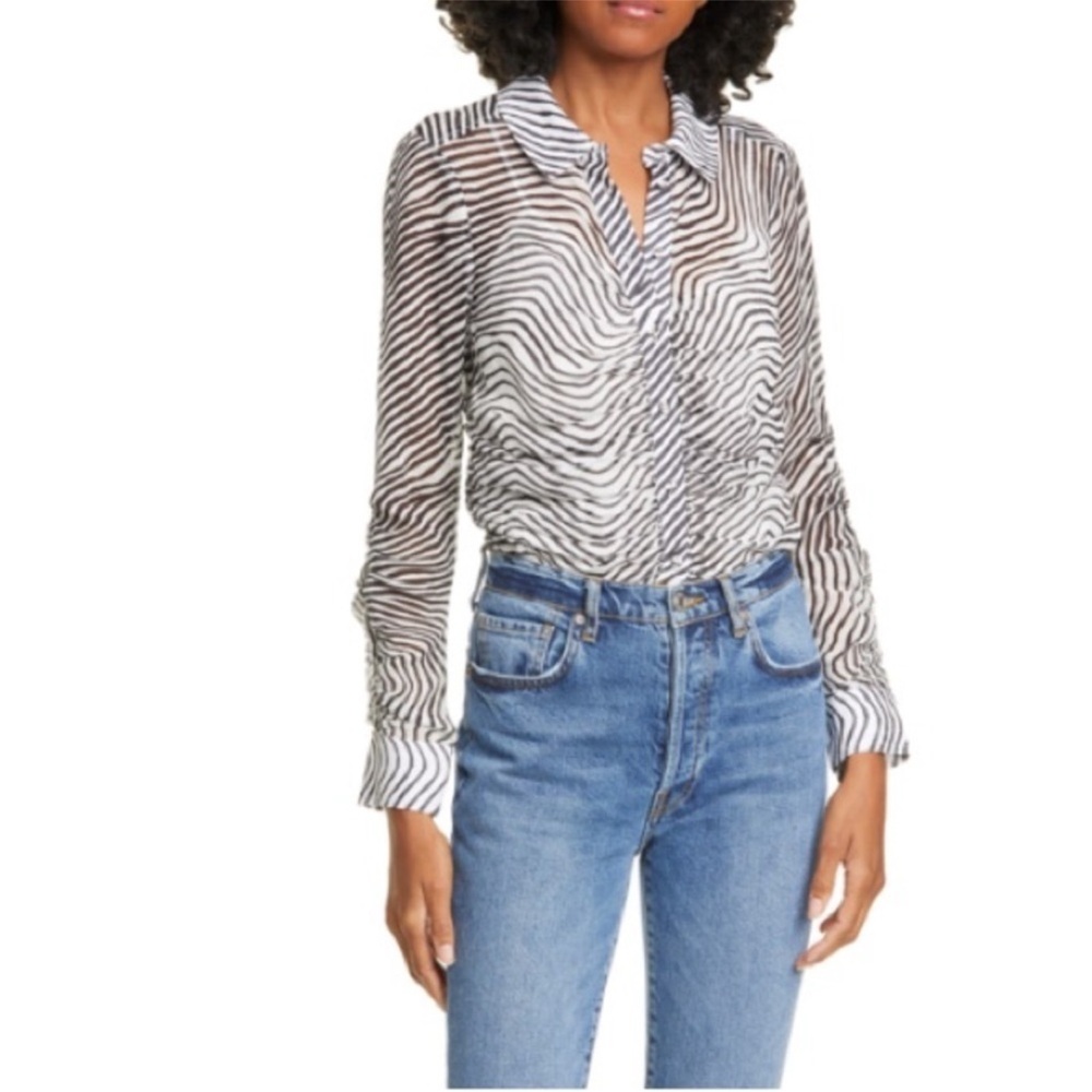 Tanya Taylor Black and White Patterned Blouse